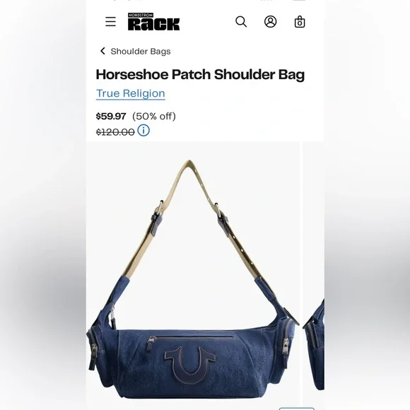 True Religion Denim Shoulder Bag Hobo Vintage style unisex Y2K slouch - Picture 3 of 15